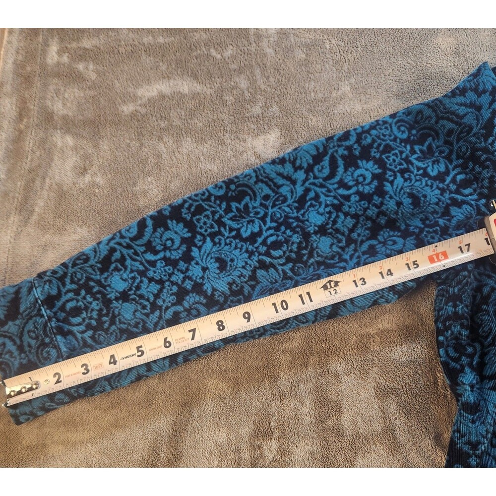 d&co Denim & Company Floral Corduroy Jacket Women’s Large Blue Button Up - Picture 5 of 8
